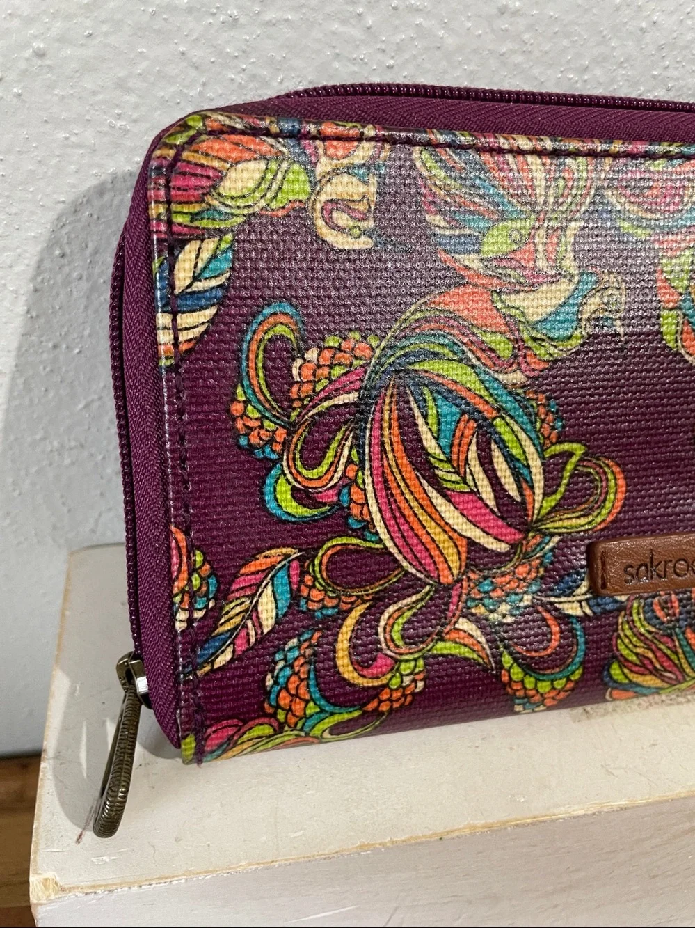 Sakroots Floral Paisley Zip Around Wallet Multicolor Boho Organizer Colorful